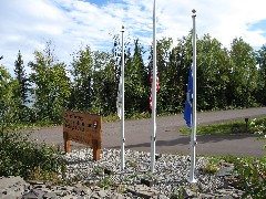 Minnesota; Grand Portage National Monument Heritage Center; flags